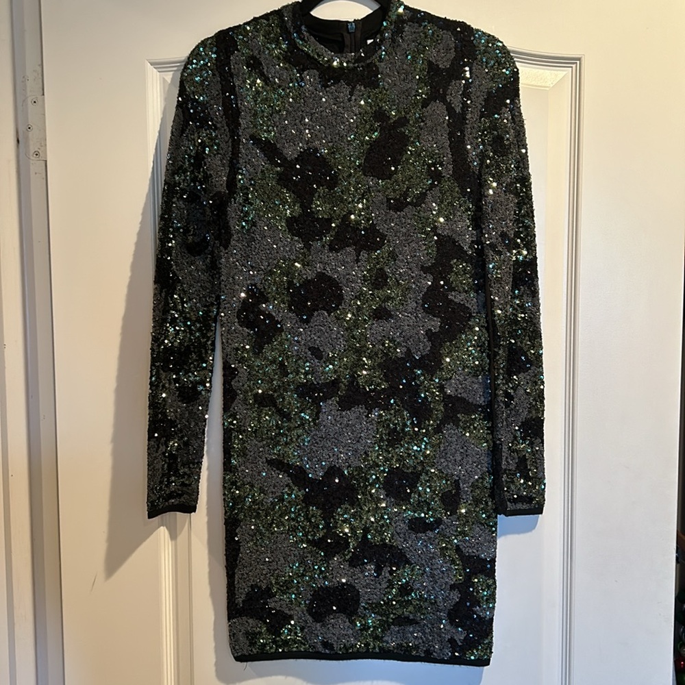 NWT ZARA Camo Sequin Dress